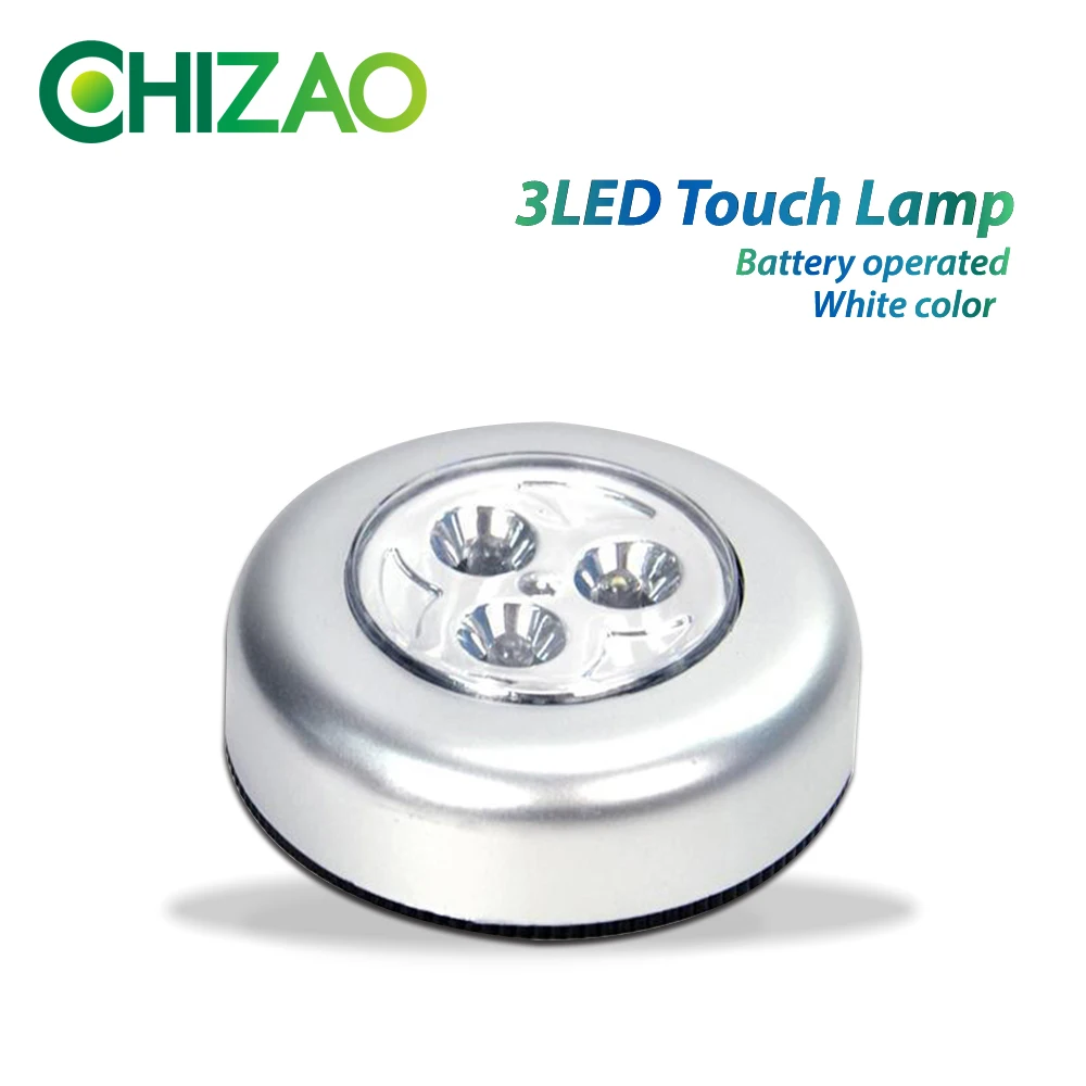 

CHIZAO Mini 3-LED Touch Tap Stick-on Night Light Wirelsess Battery Operated lamp for Cabinet Closet Stairway Bathroom Bedroom