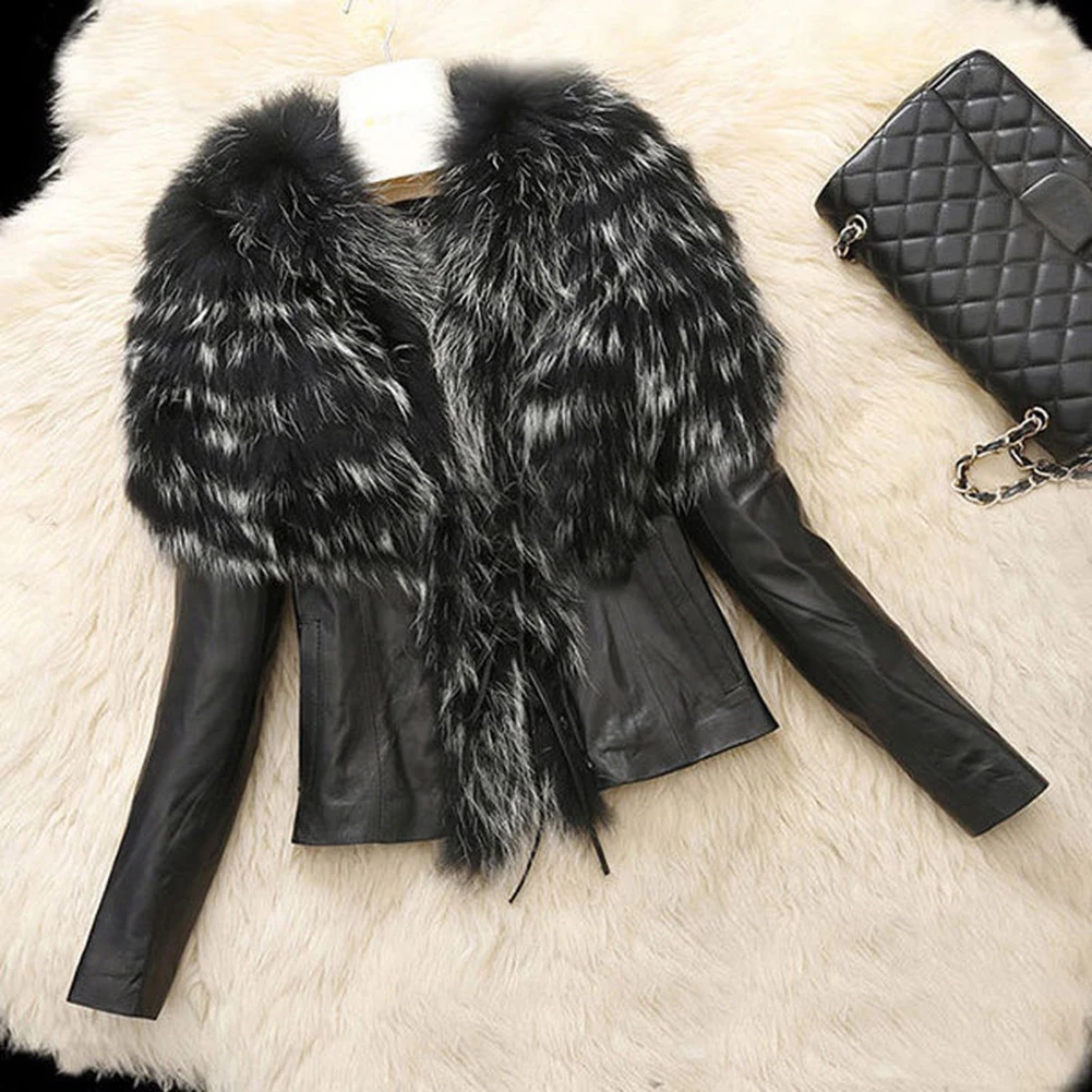 Winter Warm font b Women s b font Fur Collar Coat Faux Leather font b Jacket