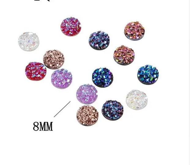 8 мм круглый Druzy Cabochons-8mm Искусственный горный хрусталь Кабошоны-блеск смолы