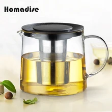 Homadise высокое боросиликатное стеклянный цветочный чайник тепловой фильтр внутренняя чай Комплект Прямо огонь горшок