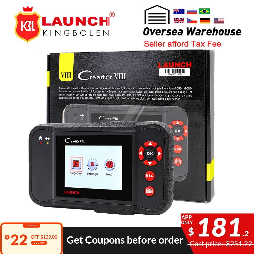 

Launch Creader VIII Code Reader X431 Creader 8 Support 4 System With ERP Oil Reset SAS Functions Free Update Online CRP129 NT650