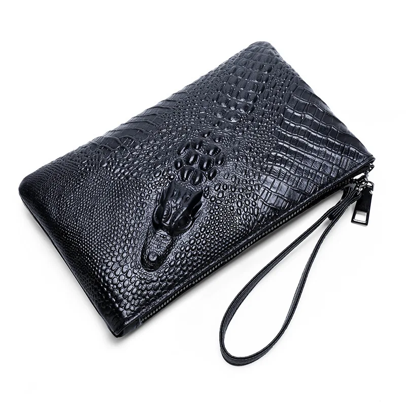 

Layer Cowhide Thin Section Man Hand Take Package Crocodile Grain Genuine Leather Hand Catch Package Envelope Wallet Envelope