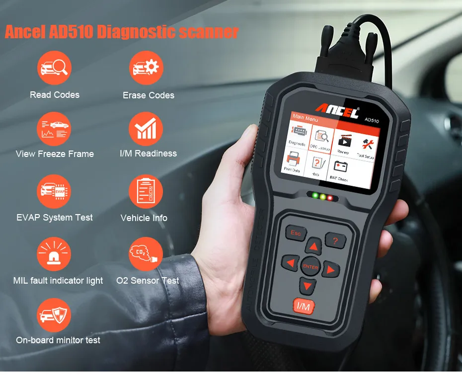 Ancel AD510 Pro OBD2 ODB сканер автомобильный диагностический инструмент полная функция Автомобильный сканер Авто сканер OBD Код двигателя считыватель