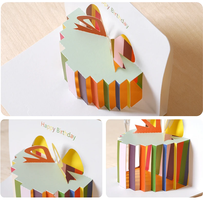 3D Красочные всплывающие счастливые открытка на день рождения поздравительные открытки пустая бумага лазерная резка винтажные приглашения на заказ с конвертом