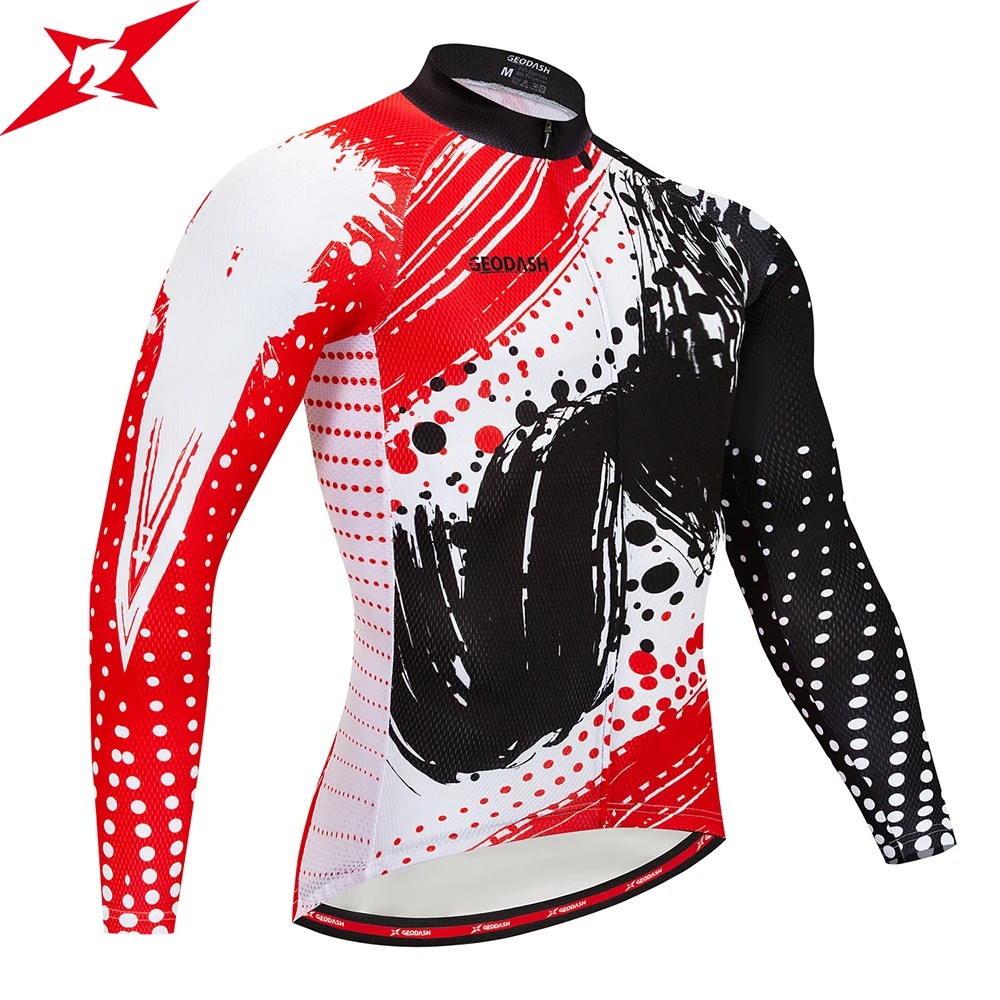 

GEODASH High Quality Cycling Jersey Man 2019 Breathable Cycling Long Sleeve Shirt Downhill Jersey Quick Dry Mtb Mtb Clothes
