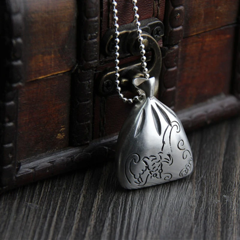 

Luckly Blessing Bag Pendant Elegant S999 Sterling Silver Jewelry Women's Men's Necklace Accessories 30*38MM 19G TYC251