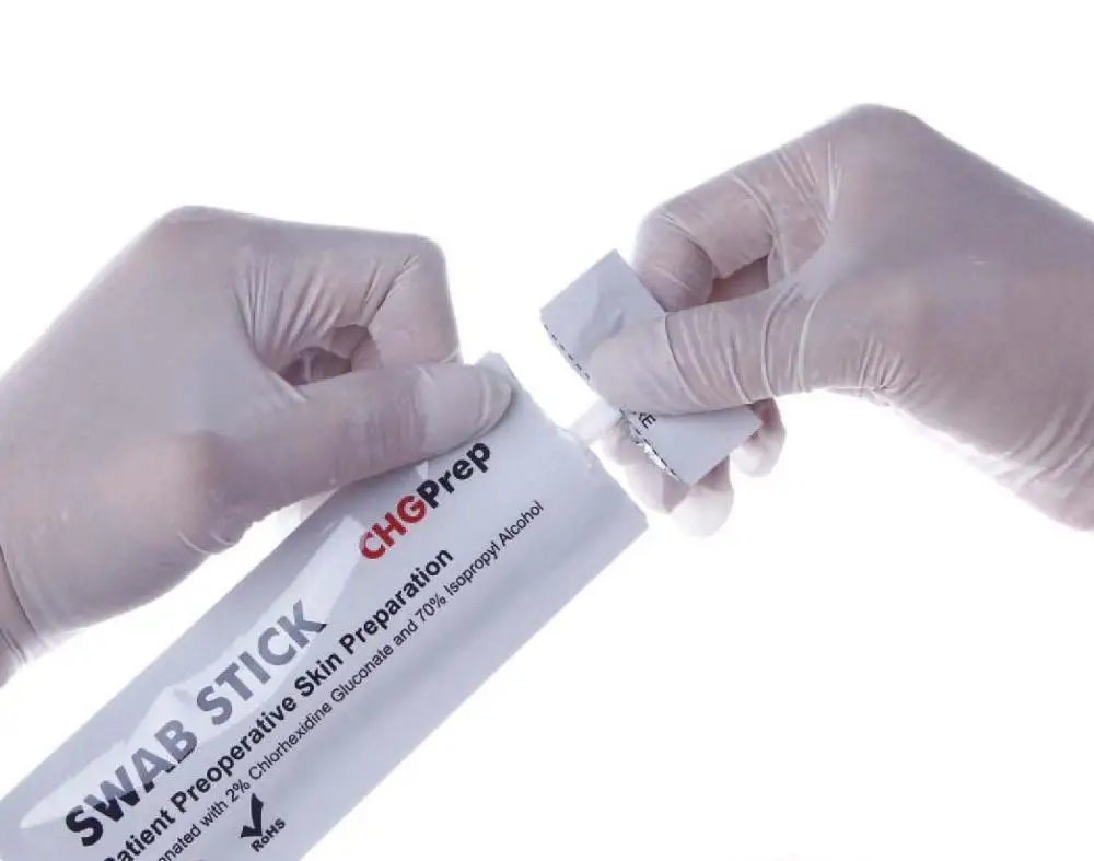 

Skin preparation chlorhexidine antiseptic swab stick