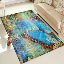 Else большая синяя бабочка винтажный желтый пол 3d принт Нескользящая микрофибра для гостиной декоративный современный моющийся коврик