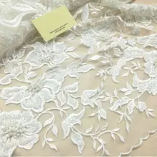 Кружево 1. Белая Цветочная кружевная свадебная ткань разного дизайна для свадебных и вечерних платьев, цена за метр, эксклюзивный handmad