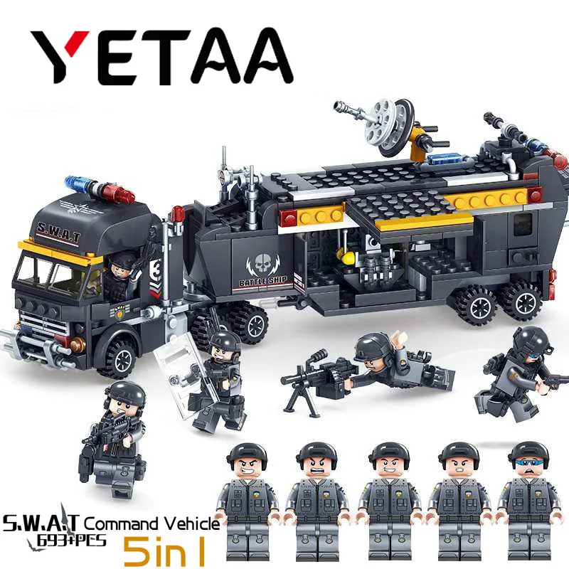 

YETAA Arms Truck SWAT Command Vehicle Model Building Blocks Gift Toys Legofigure Bricks Minecraft Blocks Toys For Children Kids