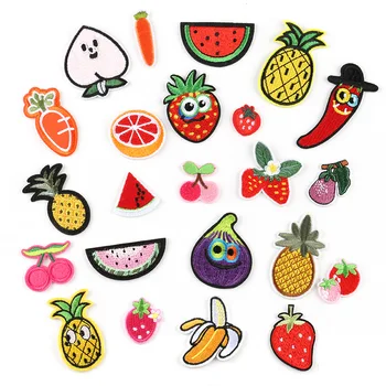 

100pcs Fruits Patch Apple Embroidered Clothing Patches Jeans DIY Apparel Handmade Clothes Stickers Sewing Sticker For Kids