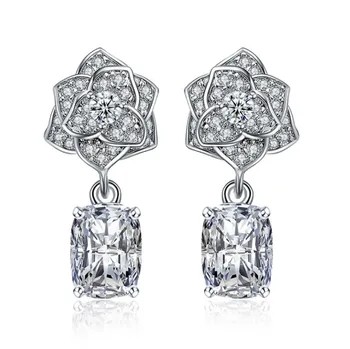 

2020 NEW Chain earrings Europe Rose Crystals from Swarovskis wedding Earring With Charm for Women Gift Fine jewelry