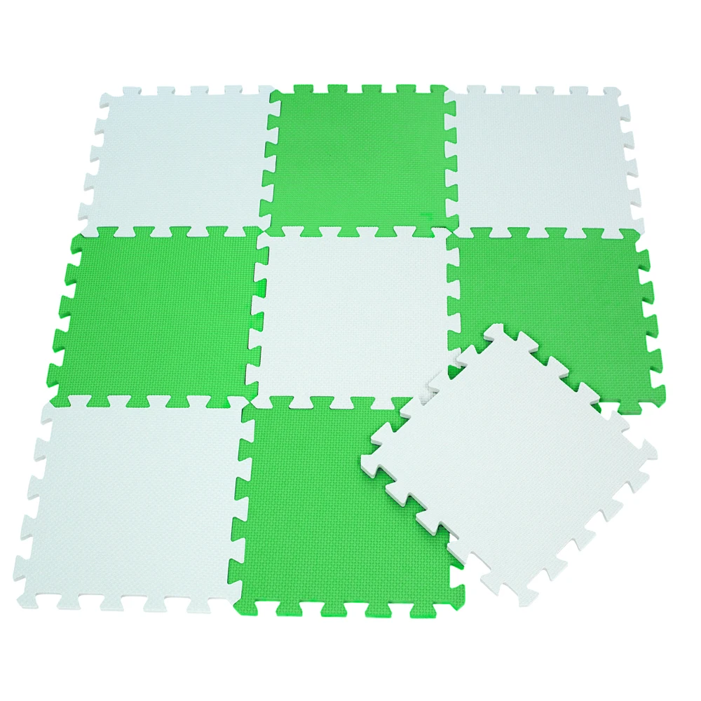 9 pièces/lot EVA mousse bébé garçons tapis de jeu 2 couleurs série verte Puzzles tapis tapis rampant tapis gymnastique Yoga exercice tapis 30x30x1cm