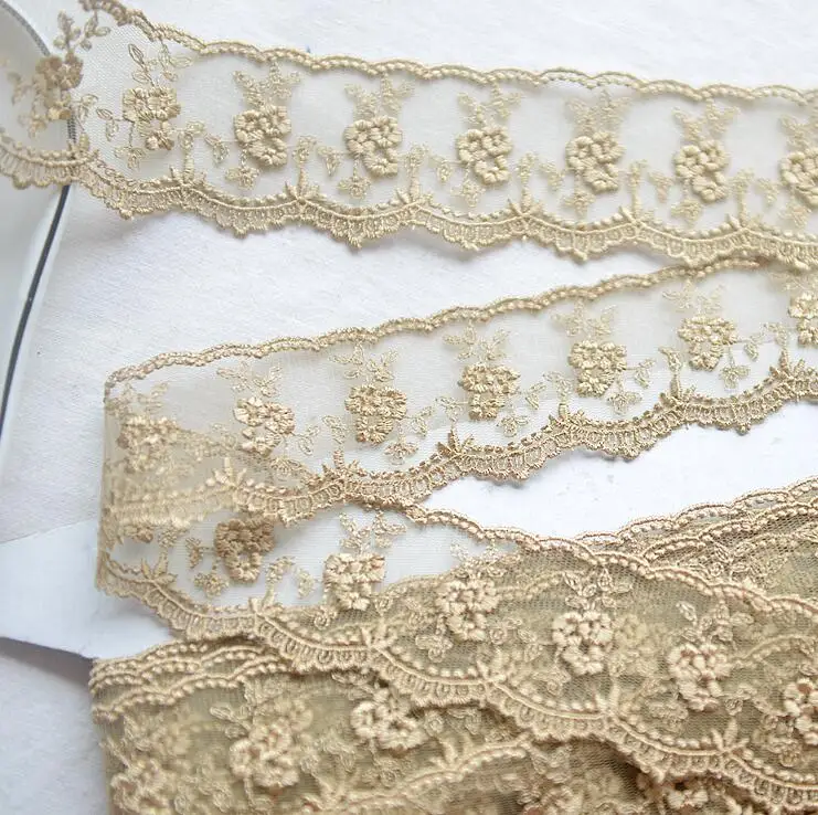 Lace Garment Accessories Lace Sewing Supplies Lace Accessories Lace Sewing Accessories 3 Meters Champagne Gold Thread Flower Net Dress Lace Trim Embroidery Lace 4.5cm Width