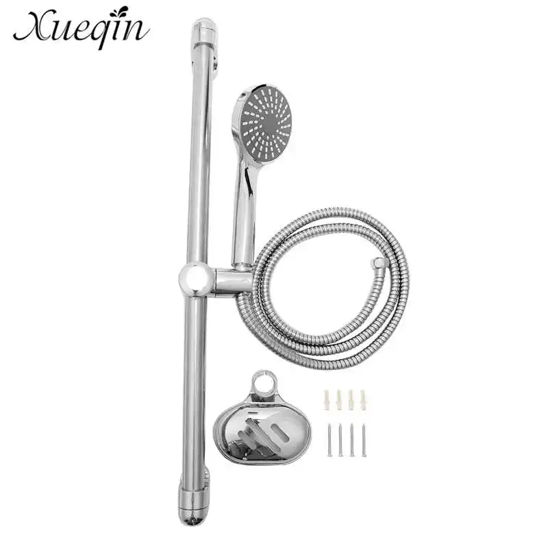 

Xueqin Bathroom Rainfall Shower Heads Handheld Shower Head Set+Shower Hose+Stainless Steel Shower Rod With Soap Dish Slide Bar