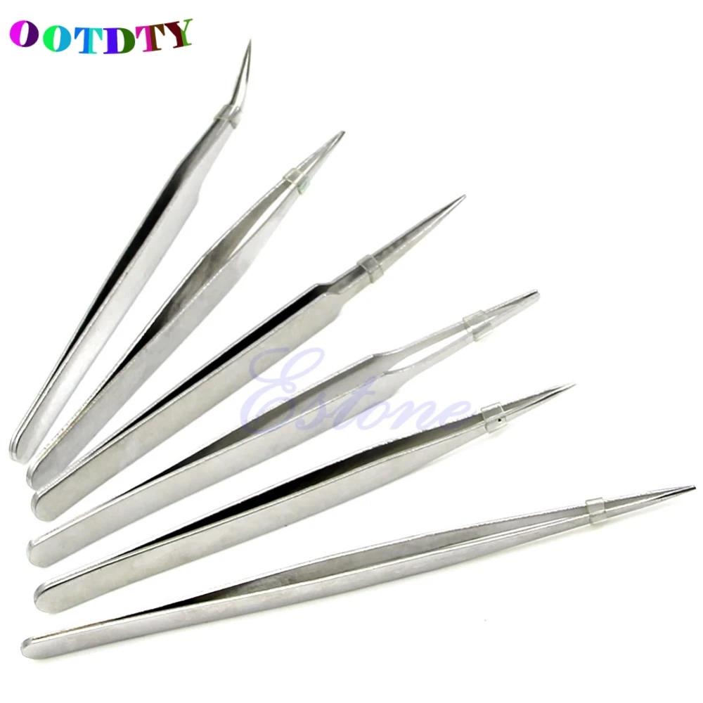 

OOTDTY 6Pcs/set Stainless Steel Anti-static Tweezer Maintenance Tool