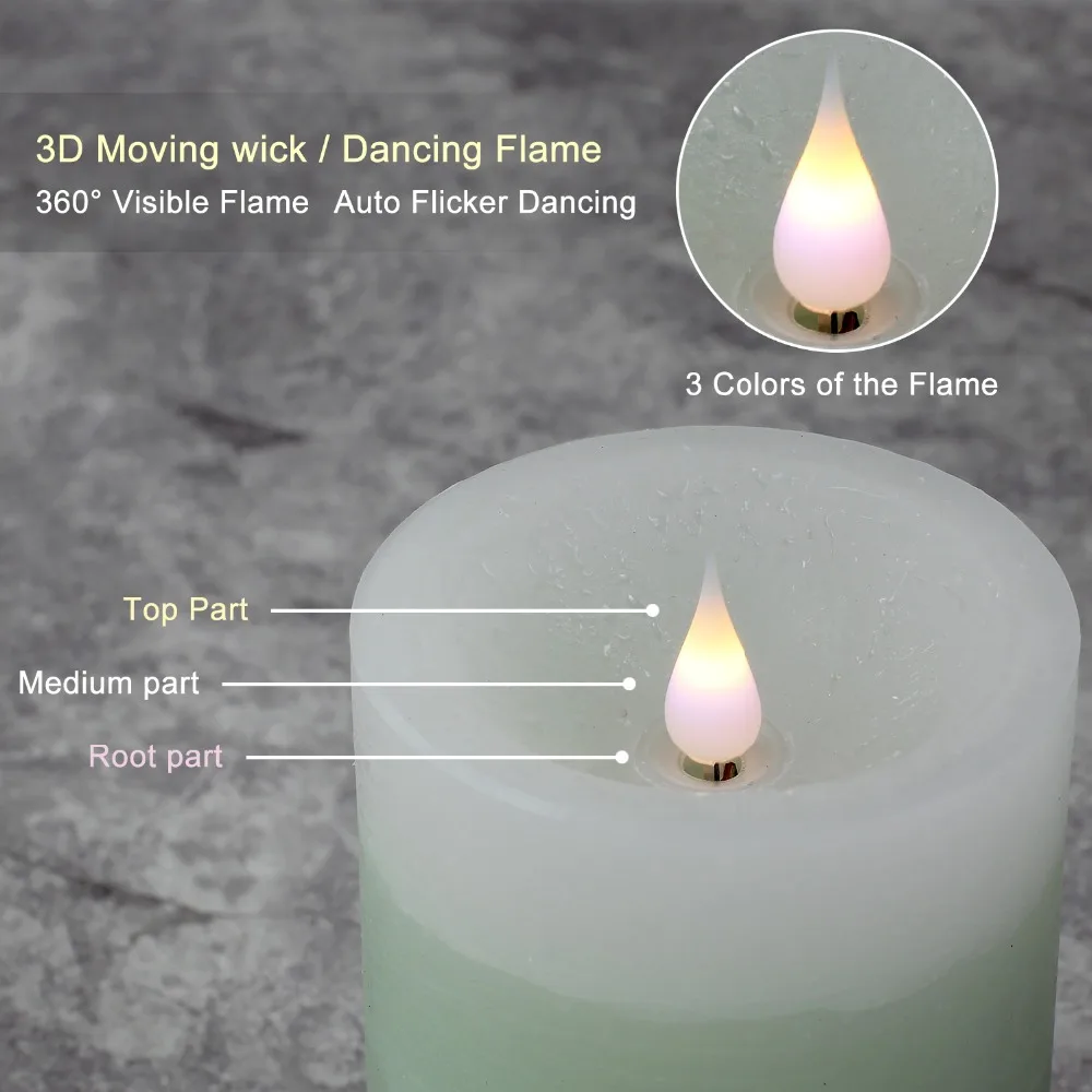yk13011 3d flame candle green
