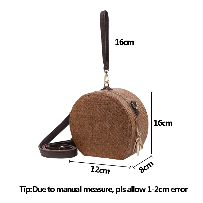 Vintage Women Handbag INS Popular Female Circle Weave Straw Bags Summer Beach Lady Messenger Bag Mini Travel Crossbody SS3151 (11)