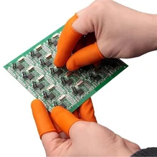 50 шт. чистый натуральный латекс без порошка пальчиковая кроватка антистатические защитные пальчиковые Нескользящие кроватки цвет оранжевый ESD рабочие перчатки