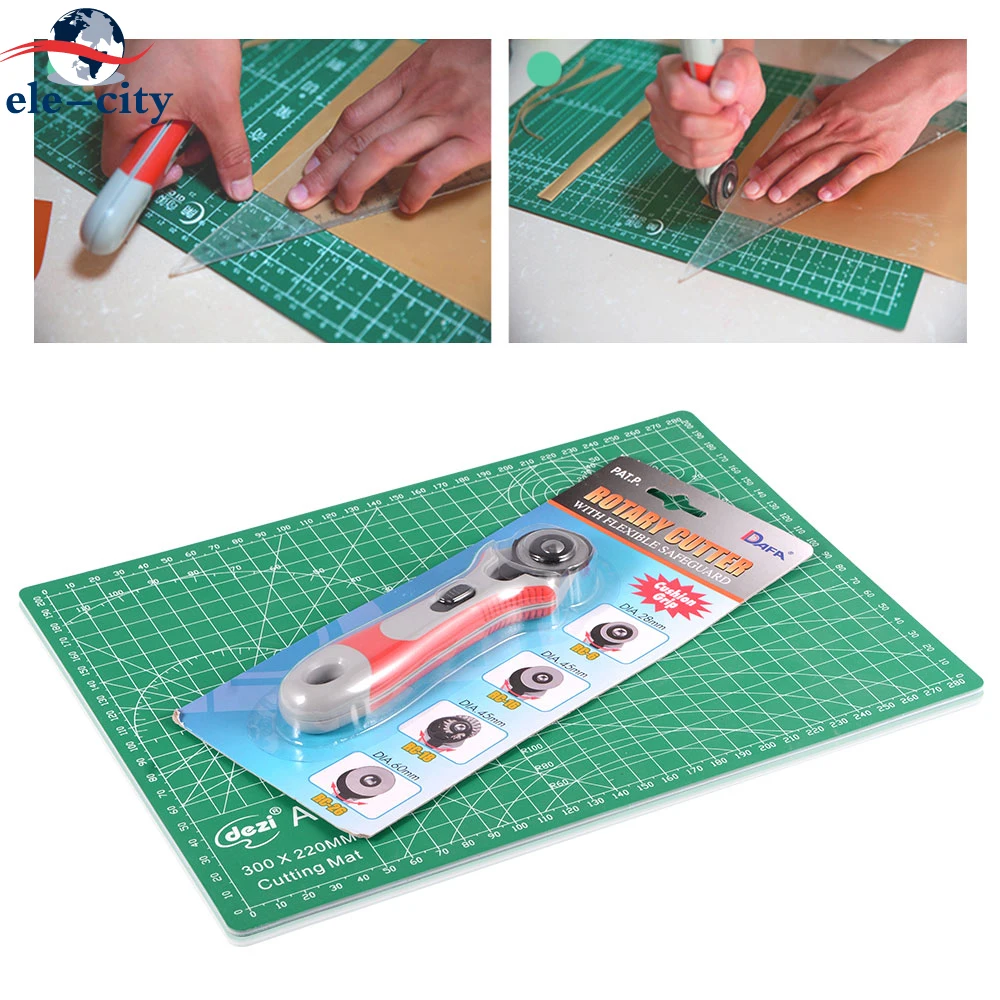 28mm Rotary Cutter Blade Patchwork Tool+30*22cm Paper Cutting Mat Plate