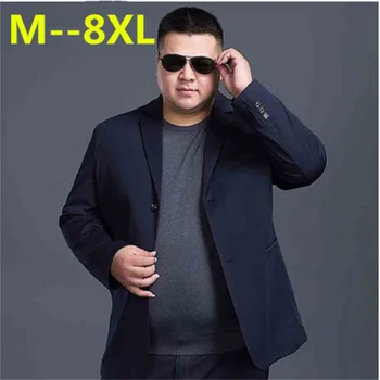 

2018 new 8XL 7XL 6XL Fashion Blazer Mens Casual Jacket Solid Color Cotton Men Blazer Jacket Men Classic Mens Suit Jackets Coats
