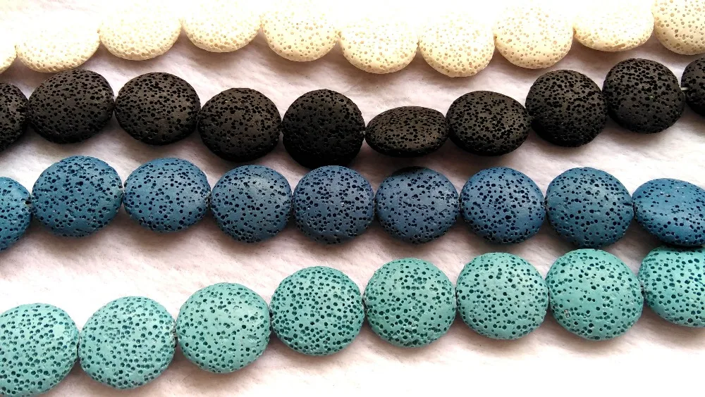 

Natural Multicolor Volcanic Lava Rock Beads 20 25 30mm Volcanic Lava rock, Round Disc Beads Diffuser Beads Full strand 16inch