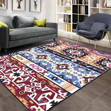 Еще ацтекский Ретро Красный Синий этнический Гео 3d принт Нескользящая микрофибра Гостиная декоративный современный моющийся коврик