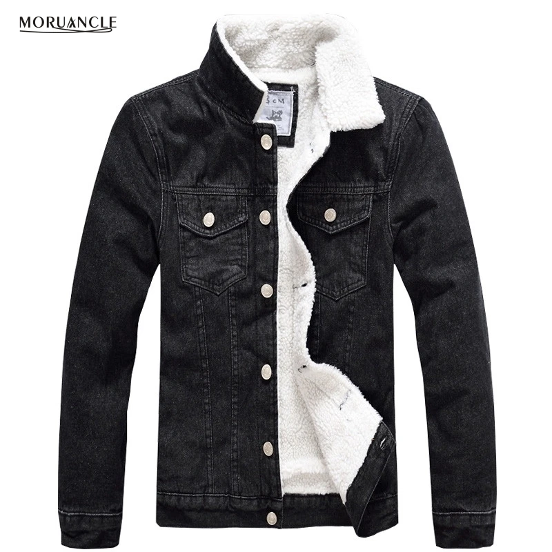 Popular Mens Fleece Lined Denim Jacket-Buy Cheap Mens Fleece Lined MORUANCLE Winter Mens Fleece Jeans Jackets Male Thick Warm Cotton Lined Denim Jacket With Patches Size - Popular Mens Fleece Lined Denim Jacket-Buy Cheap Mens Fleece Lined