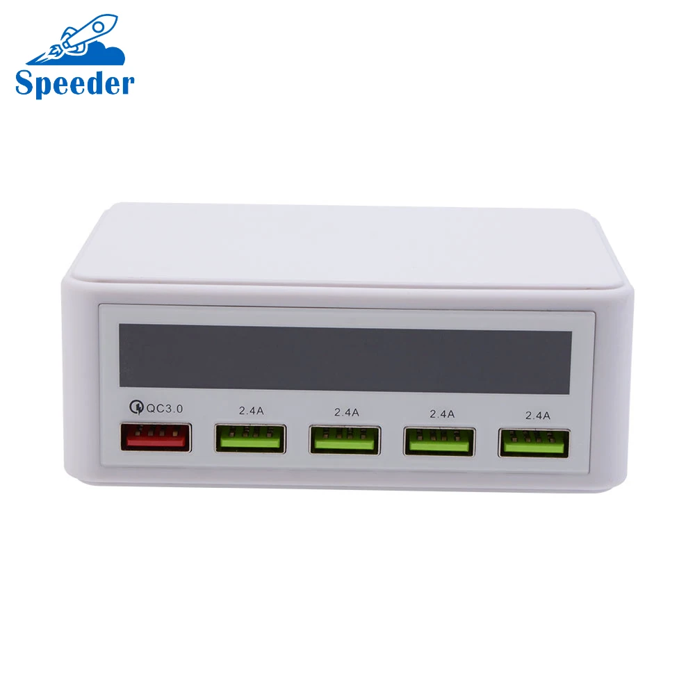 818 ЕС разъем 5 USB выходы адаптер питания с 4 usb-портами и быстрой зарядкой 3,0 usb порт Интеллектуальный ЖК-дисплей