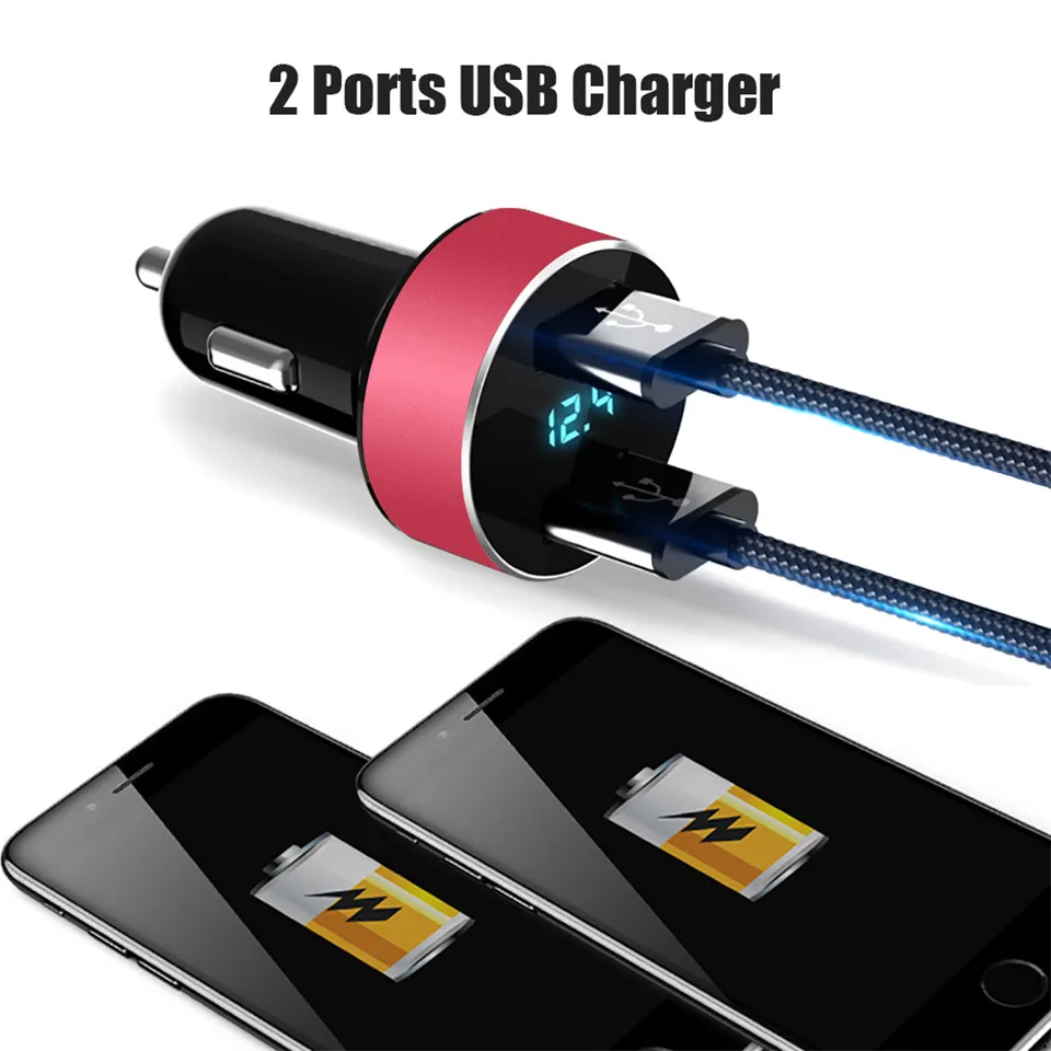 Wireless Car Charger Dual USB Ports Quick Charger 5V 3.1A LED Display Car Cigarette Lighter Splitter Adapter for iphone Android (12)
