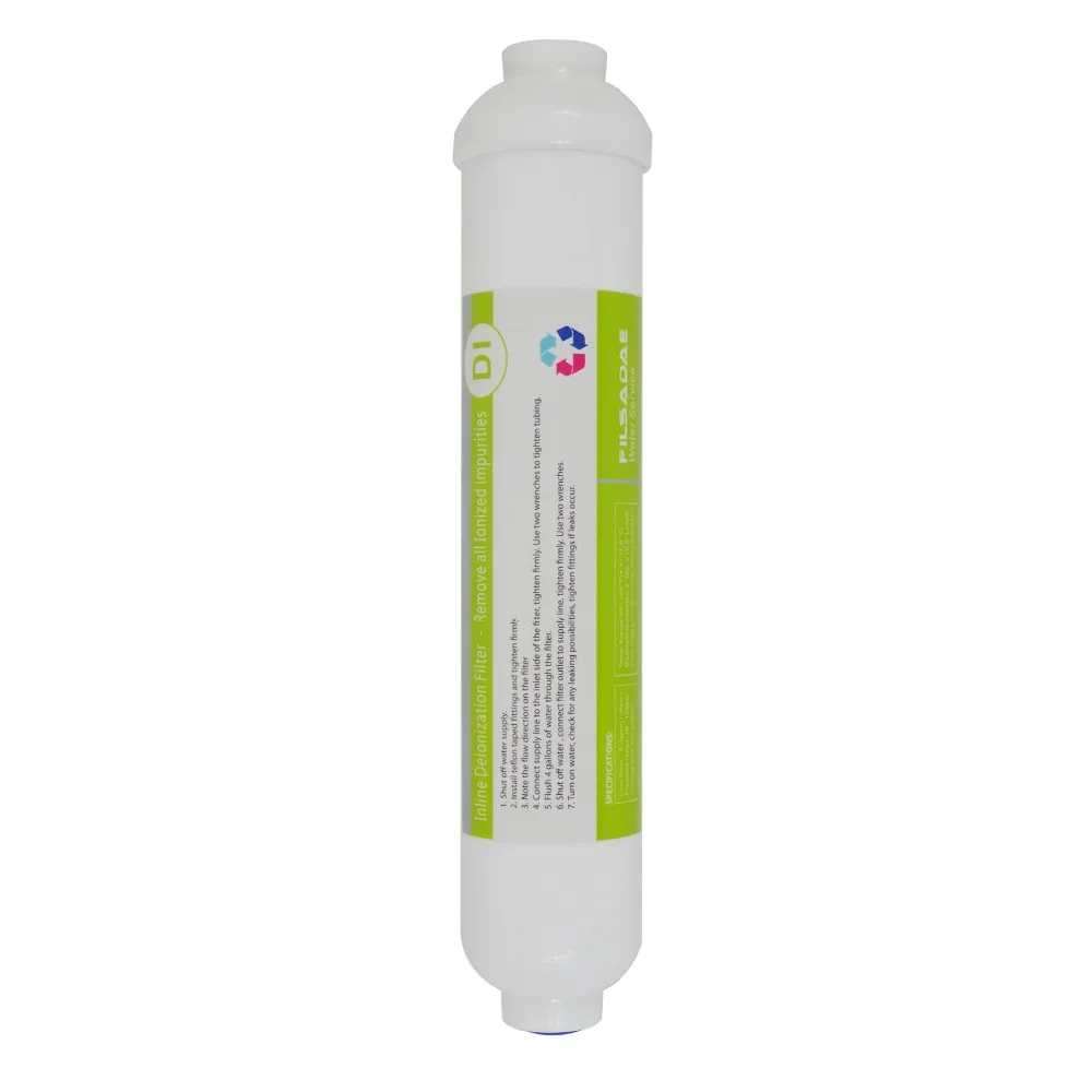 RO Water Purifier Deionization Replacement 2" OD x 10-INCH Post Inline DI Mixed Bed Resin Filter Cartridge