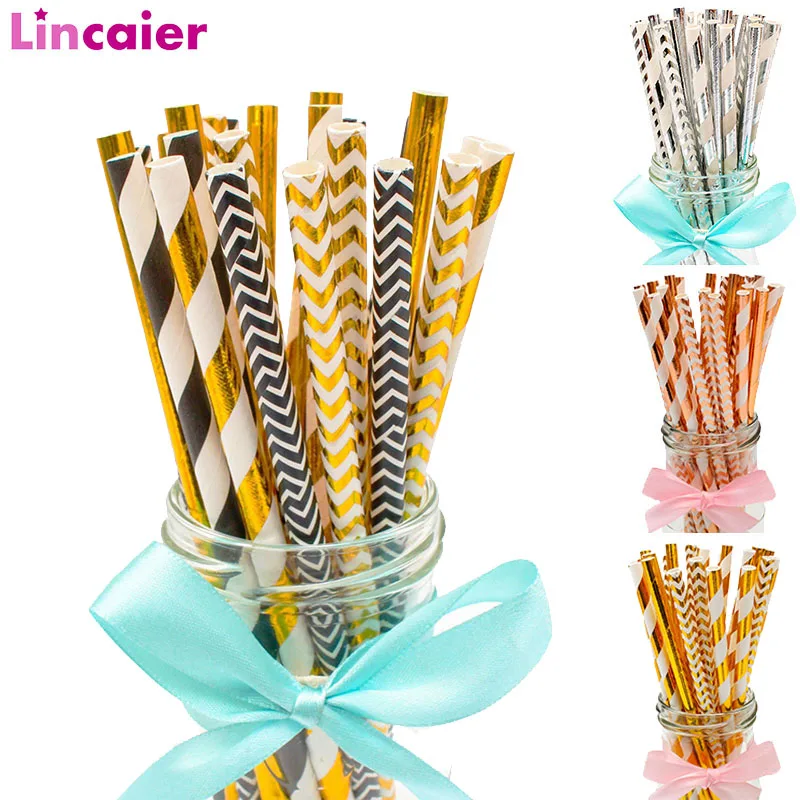 

25pcs Gold Silver Paper Drinking Straws 2019 Merry Christmas Party Table Decorations For Home 2020 Happy New Year Ornaments Tree