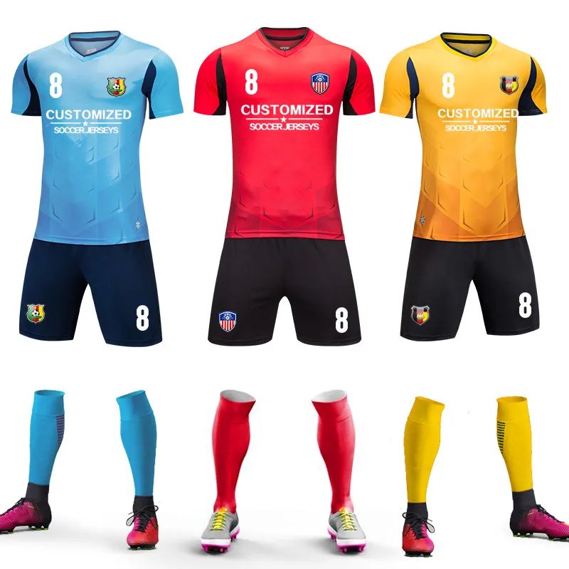 

Football Jerseys New Men Soccer Sets Sport Kit Training Suit Football Colloege Uniforms Breathable Custom Pint Name Number Logo