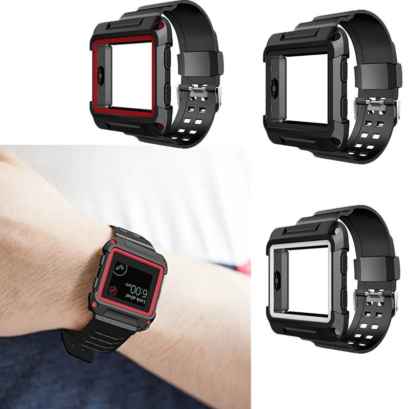 For Fitbit Blaze Bands Rugged Protective Frame Case with Resilient Strap Replacement Band for Fitbit Blaze Smart Fitness Watch For Fitbit Blaze Bands Rugged Protective Frame Case with Resilient Strap Replacement Band for Fitbit Blaze Smart Fitness Watch