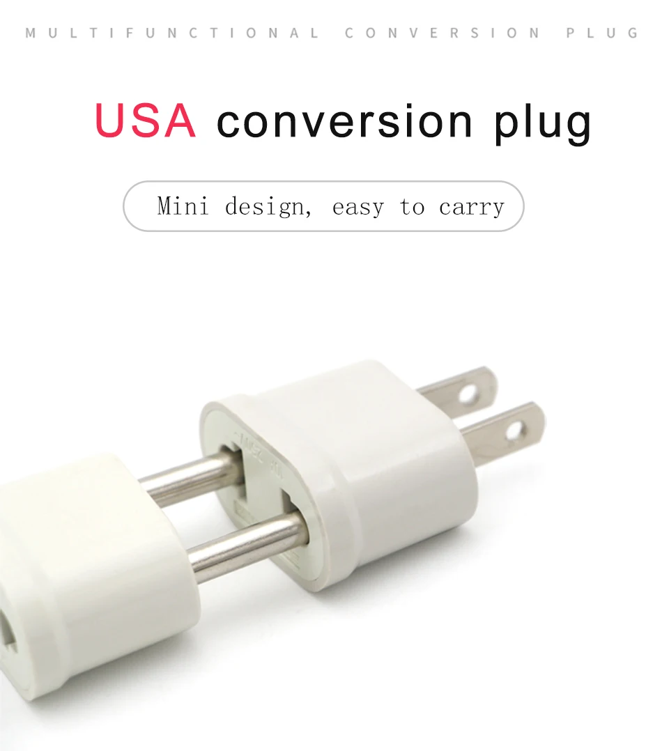 Hot Sale EU EURO Europe to USA US Travel Wall AC Power Mini Lightweight Plug Adapter Charger Outlet Converter  2 Pin Socket (8)