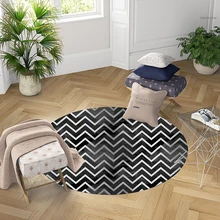 Черные, серые, белые полосы, линии Nordec, 3d узор, принт, противоскользящие, круглые ковры, ковер для гостиной, ванной комнаты