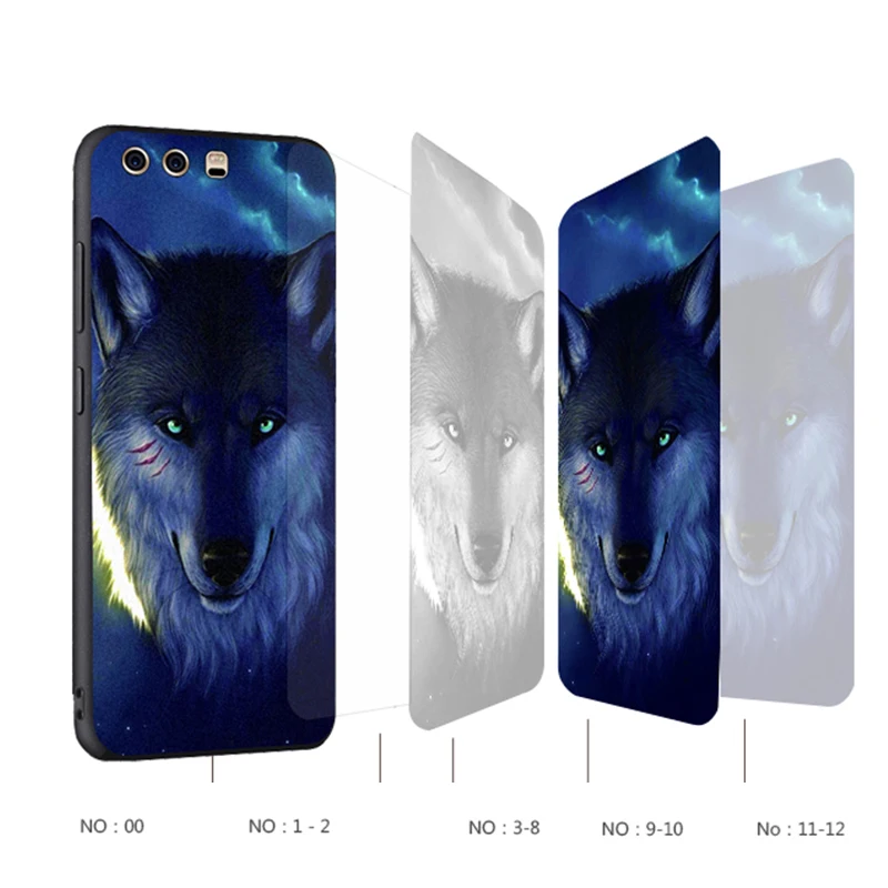 Huawei p10 plus Case Original Cover for Huawei p10 plus Case Bag p10 plus Cover Skin Wolf Fish Skull Fundas 100% 4