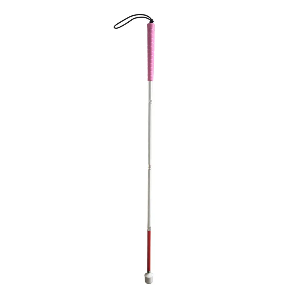 Pink Handle, 110cm-155cm, Aluminum Mobility Folding White Cane for Vision Impaired and Blind People (folds down 4 sections) 2