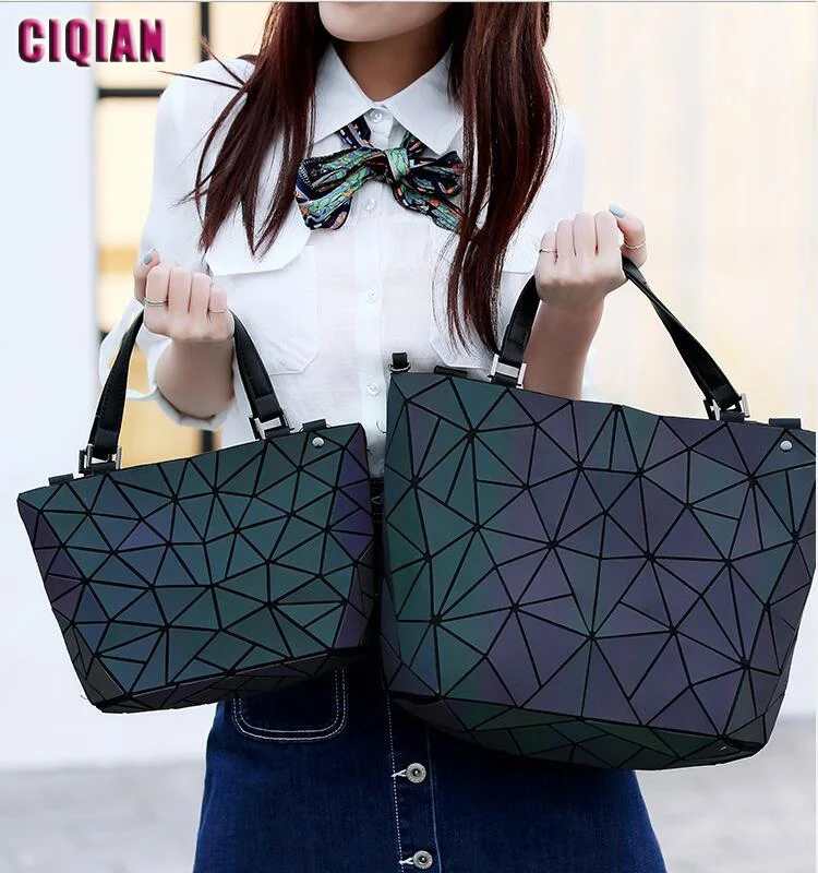 Drop Shipping HOT Luminous bag Women Geometric laser Tote Quilted Shoulder Bags Hologram Laser Plain Folding Handbags Large Drop Shipping HOT Luminous bag Women Geometric laser Tote Quilted Shoulder Bags Hologram Laser Plain Folding Handbags Large