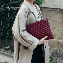 Дизайнерская Высококачественная женская сумка, однотонный плед-конверт, клатч, Брендовая женская большая Повседневная сумка, роскошные классические стеганые кошельки, сумки