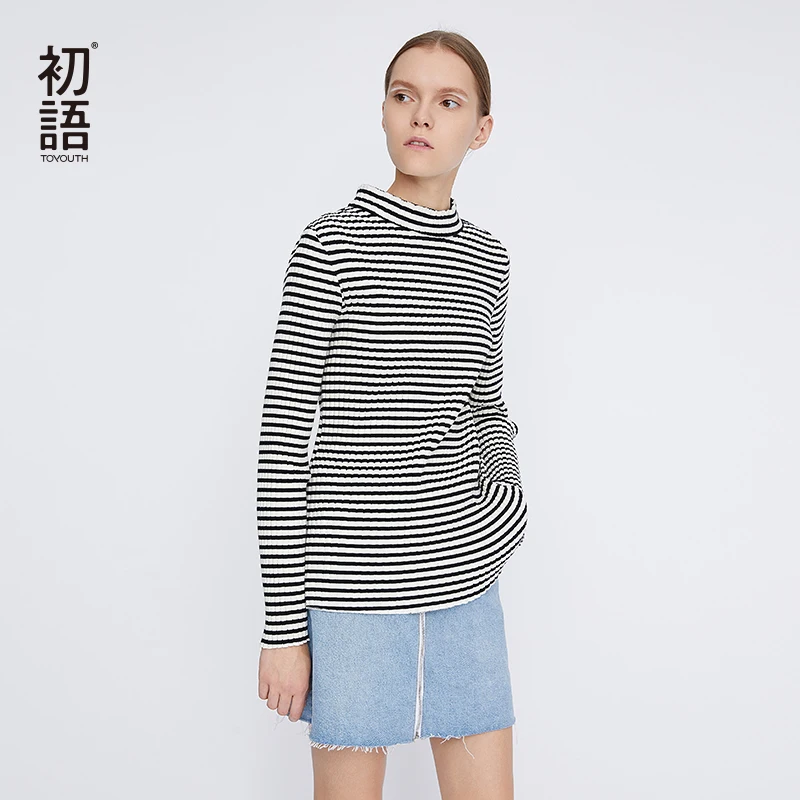 Toyouth футболка в полоску с длинными рукавами Для женщин Tight длинным рукавом