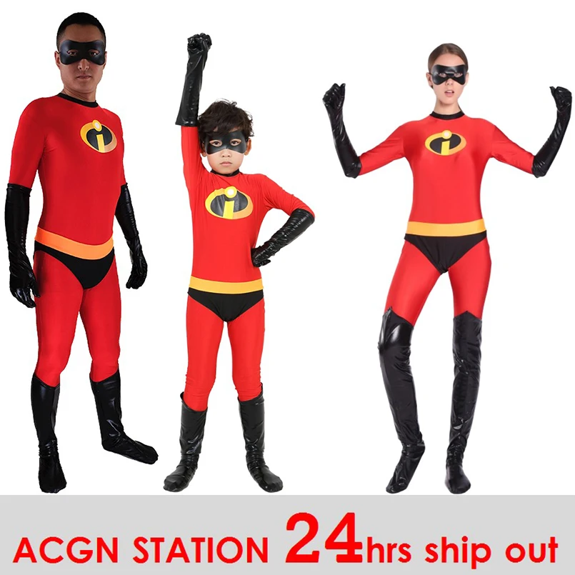 2018 free shipping The Incredibles Costume for kid High Elastic Lycra Spandex Bodysuit Second Skin Suit Child Cosplay Costumes 