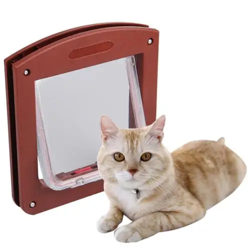 

Cat Gate Door Gateway Lockable 4-Way Locking Dog Cat Puppy Pet Flap Screen Door Safe Brushy Frame Pet Supply Toys Free Shipping