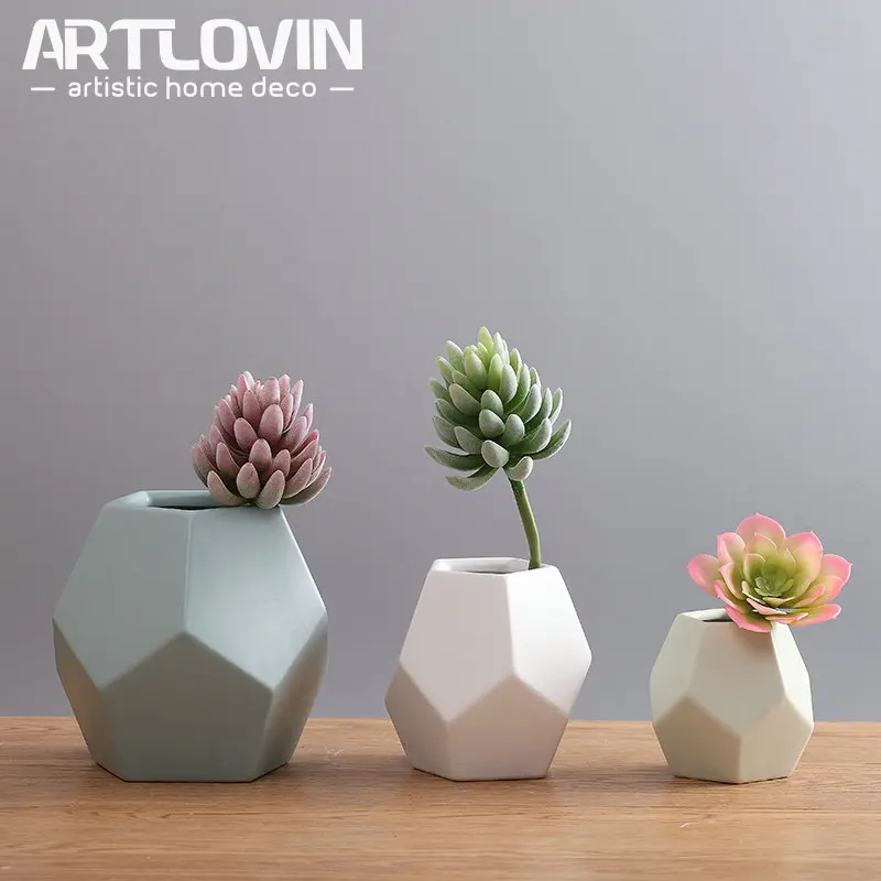 

Creative Geometric Figure Modern Ceramic Flower Vase For Homes Weddings Decoration Display Chinese Porcelain Vaso Decorativo