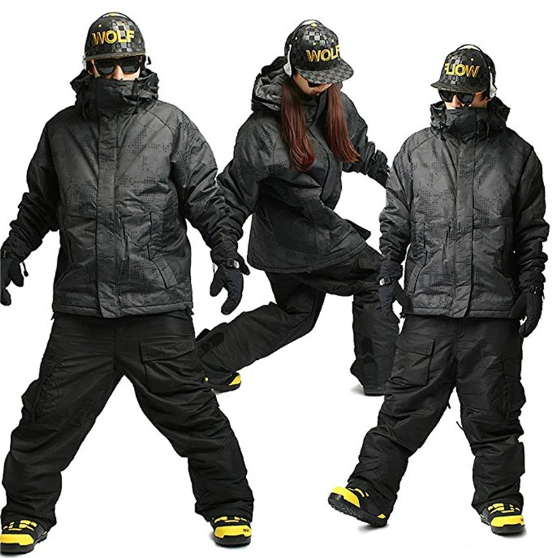 Новая Модель премиум-класса «Southplay» Зима 10000 мм водонепроницаемый лыжный сноуборд(куртка+ брюки) наборы-Северная с черными брюками