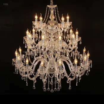 

American light pendant crystal chandelier duplex Staircase Hotel Villa lobby classic atmospheric pendant lamp Crystal chandelier