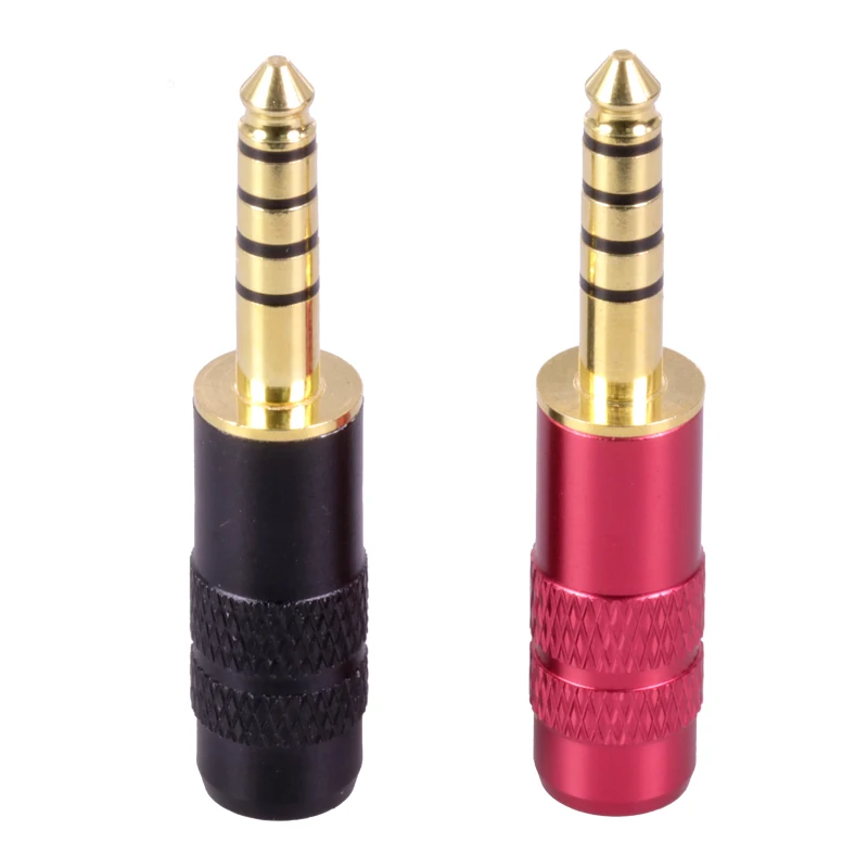 50pcs 4 4mm Audio Jack 5 Poles Stereo No Steps Earphone Balanced Plug Metal Adapter Bright Shell Wire Connector For Headphone