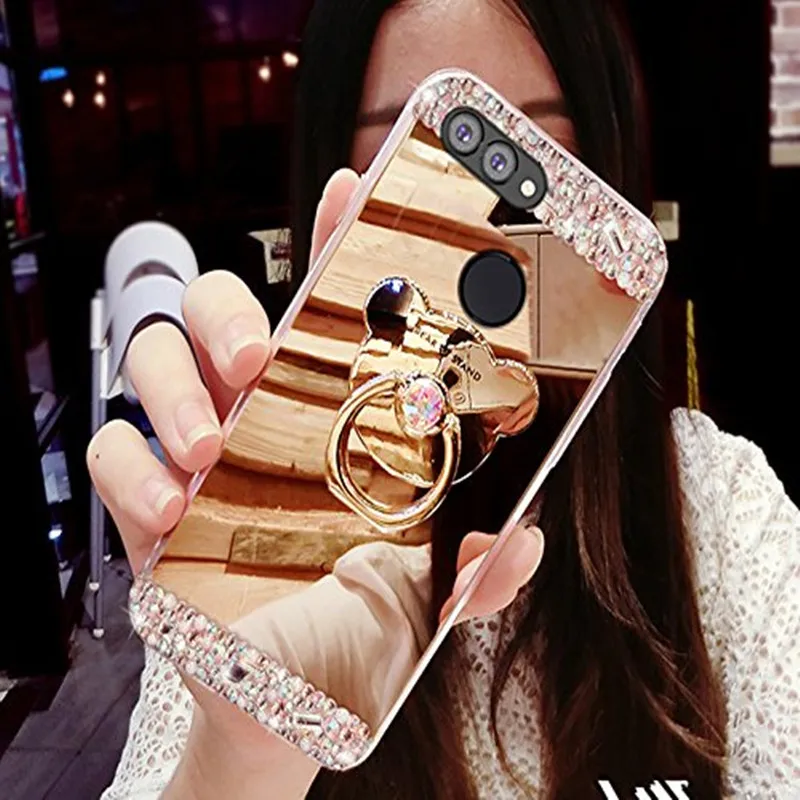 

Honor 7a Pro 8C 8X P Smart plus Ring Mirror Bling case for Huawei P30 P20 Y9 Y6 Y7 Prime 2018 2019 Mate 20 10 Lite Nova 3i 2s 2i