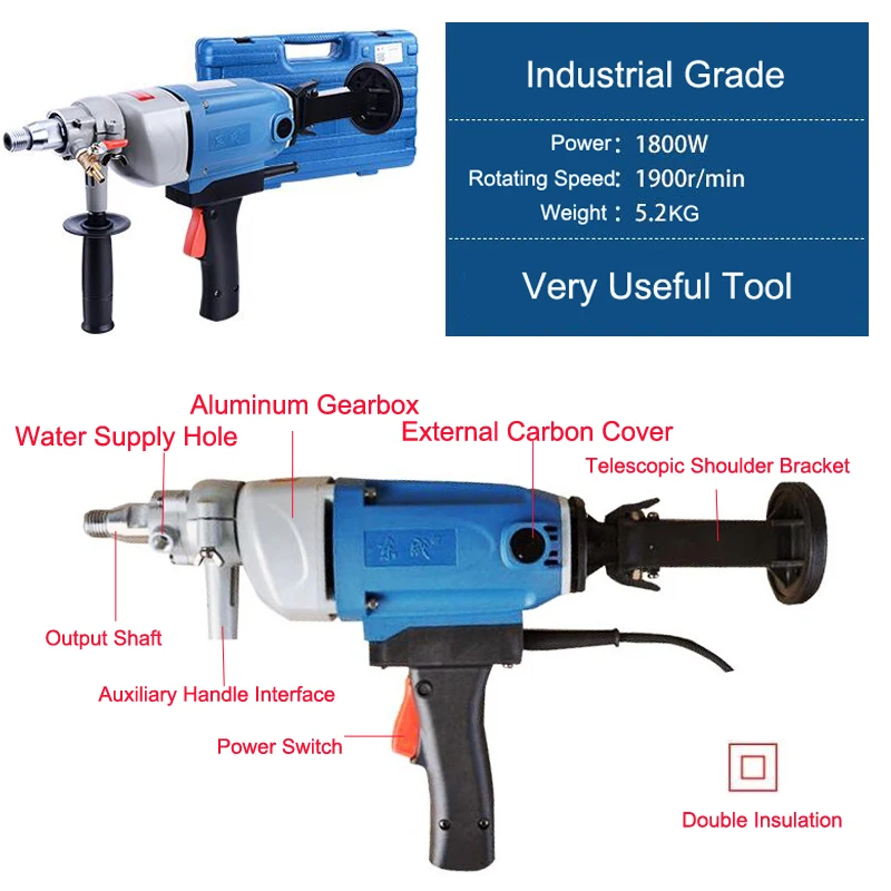 Машина электрическая дрель Алмазная дрель с источником воды(ручная) 1800w160мм бетонный сердечник дрель алмазные электроинструменты