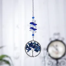 H& D Синий Кристалл Защита от солнца Дерево жизни оконный орнамент фэн-шуй целебный кристалл драгоценный камень Проволока Дерево Защита от солнца для домашнего декора